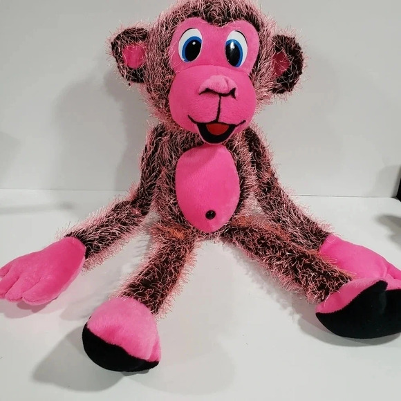 Classic Toy Company Plush Stuffed Monkey  Hot Pink/Black . - Picture 2 of 5